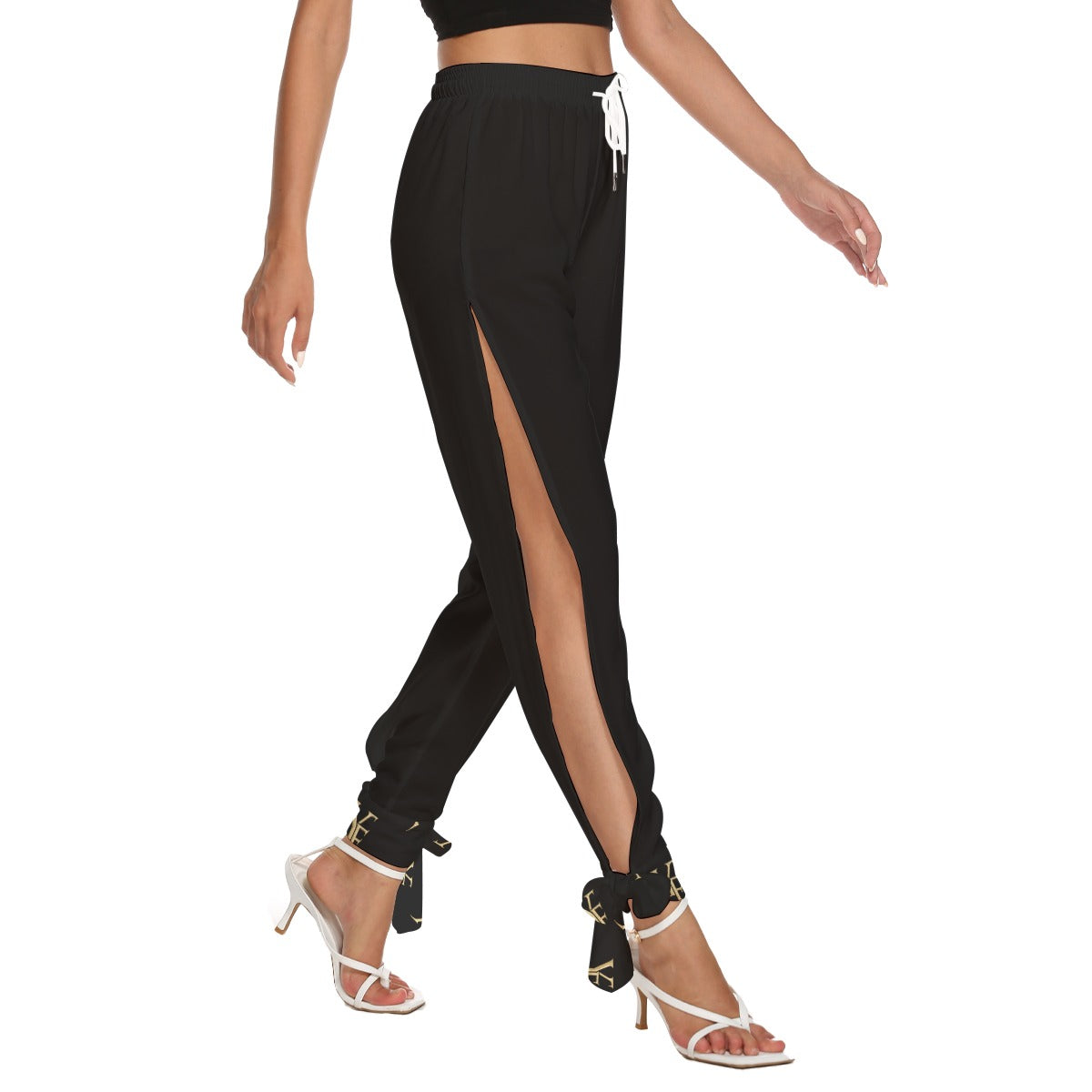 Women's Side Seam Cutout Pants With Bottom Strap