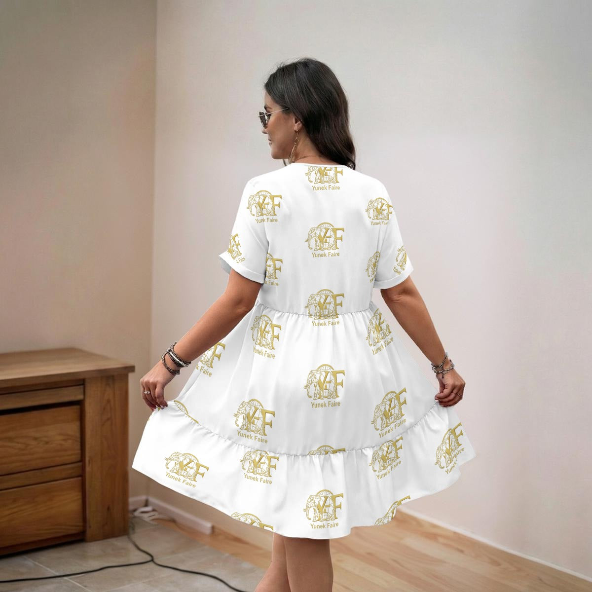 Women’s Floral V-Neck Short Sleeve Dress