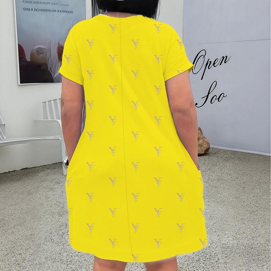 Women'S V Neck Short Sleeve Dress|Plus Size